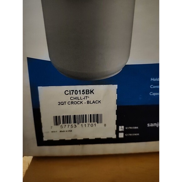 San Jamar Chill-It 2 Qt Crock – Black – CI7002BK – Open Stock, Clean, No Box - Picture 4 of 6
